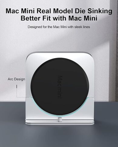 Hagibis Vertical Stand for Mac Mini M2, Aluminum Alloy Laptop Stand Anti-Slip Computer Holder Desktop Stand Compatible with M1 Chip Mac Mini, MC25 Pro in Saudi Arabia