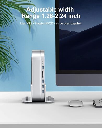 Hagibis Vertical Stand for Mac Mini M2, Aluminum Alloy Laptop Stand Anti-Slip Computer Holder Desktop Stand Compatible with M1 Chip Mac Mini, MC25 Pro in Saudi Arabia