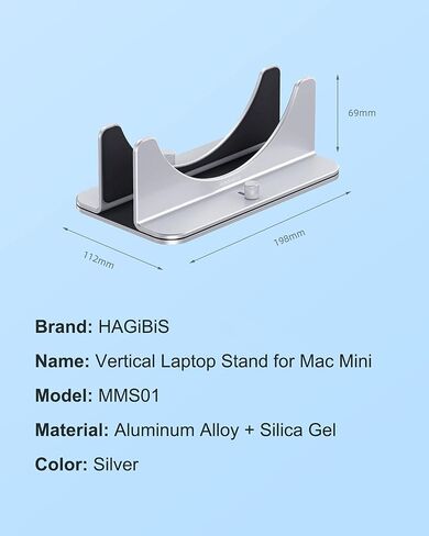 Hagibis Vertical Stand for Mac Mini M2, Aluminum Alloy Laptop Stand Anti-Slip Computer Holder Desktop Stand Compatible with M1 Chip Mac Mini, MC25 Pro in Saudi Arabia