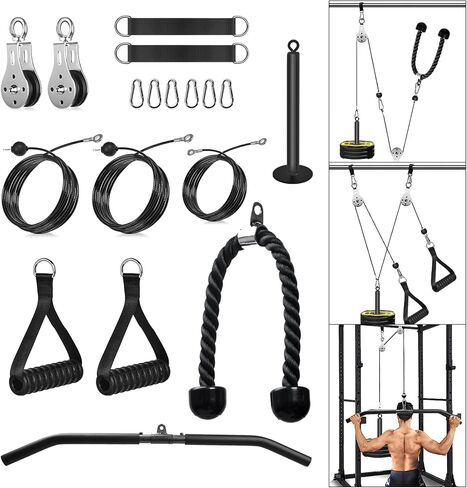 Cable Pulley System Home Gym, Fitness Gym Equipment for Home with Handle Triceps Rope Lat Pull Down Bar, Weight Pulley System Exercise for Biceps Tricep Arm Shoulder Back in Saudi Arabia