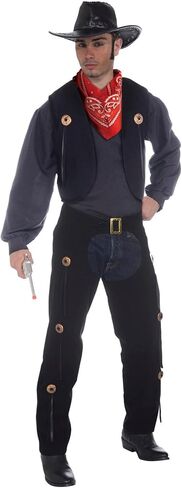 Forum Novelties Men's Wild West Cowboy Vest and Chaps Costume Set, Multi, One Size in Saudi Arabia