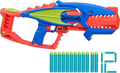 NERF DinoSquad Terrodak، 4 تفجيرات، تخزين، 12 مسدس إسفنجي لرمي السهام، ألعاب ديناصورات للأطفال في الهواء الطلق in Saudi Arabia