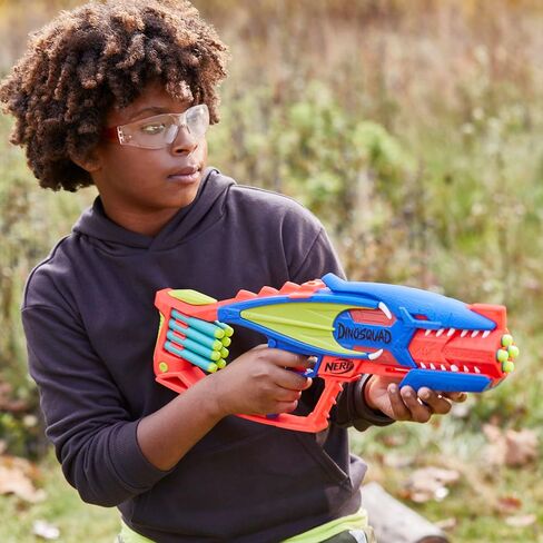 NERF DinoSquad Terrodak، 4 تفجيرات، تخزين، 12 مسدس إسفنجي لرمي السهام، ألعاب ديناصورات للأطفال في الهواء الطلق in Saudi Arabia