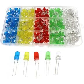 LED ضوء الثنائيات 500 قطعة طقم صمام ثنائي مضيء أحمر أصفر أزرق أخضر أبيض 5 مللي متر صمام ثنائي مضيء مجموعة متنوعة 100 قطعة/لون LED in Kuwait