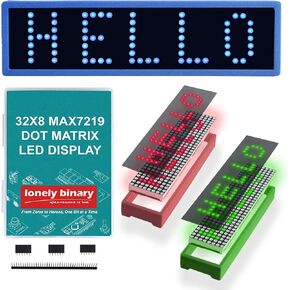 Lonely Binary 3-Pack 32x8 LED Matrix MAX7219 3-Color لـ Arduino ESP32 | وحدات حمراء وخضراء وزرقاء + حافظات مطبوعة ثلاثية الأبعاد؛ 256 مصباح LED لكل منها، SPI 5-pin، قابلة للتتالي؛ سطوع 16 مستوى؛ بيكو، STM32 in Kuwait