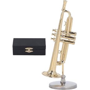 Miniature Trumpet, Brass Mini Trumpet Model with Stand and Case, Exquisite Detailed Design Replica for Desk Bookshelf Display, for Music Lovers (2.56in) in Kuwait