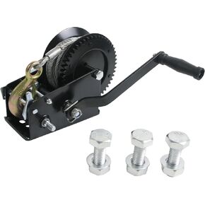Boat Trailer Winch, 1200lbs Heavy Duty Hand Winch with 23ft Strap, 2-Way Ratchet with 4:1/8:1 Gear, Manual Hand Crank Winch for Boat, Trailer, Truck, ATV, Marine, Jet Ski in Kuwait