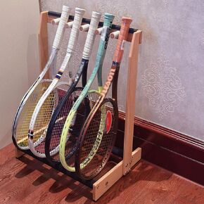 Tennis Racket Storage Rack, Wooden Badminton Rackets Holder, Freestanding Badminton Racket Stand for Fitness Gym Schools in Kuwait