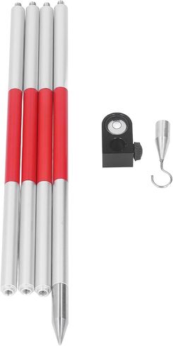 Mingzhe Prism Pole 4 Section Aluminum Alloy Total Station Surveying Prism Rod with Level Bubble for Accurate Ground Measurement and Difficult Positions in Kuwait