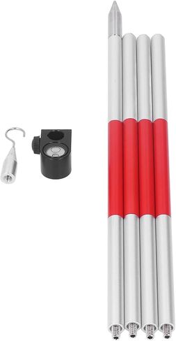 Mingzhe Prism Pole 4 Section Aluminum Alloy Total Station Surveying Prism Rod with Level Bubble for Accurate Ground Measurement and Difficult Positions in Kuwait