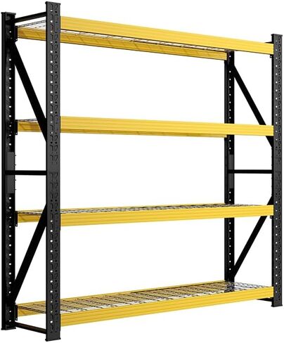 Multipurpose Metal Storage Shelves - 78.8" H x 59.1" W x 23.7" D, Black Industrial/Home Shelving Unit with Wire Mesh Shelves, Heavy Duty Organizer for Garage, Basement, Closet in Kuwait