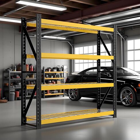 Multipurpose Metal Storage Shelves - 78.8" H x 59.1" W x 23.7" D, Black Industrial/Home Shelving Unit with Wire Mesh Shelves, Heavy Duty Organizer for Garage, Basement, Closet in Kuwait