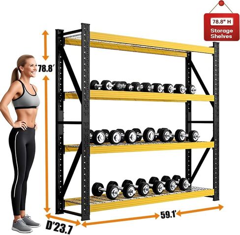 Multipurpose Metal Storage Shelves - 78.8" H x 59.1" W x 23.7" D, Black Industrial/Home Shelving Unit with Wire Mesh Shelves, Heavy Duty Organizer for Garage, Basement, Closet in Kuwait