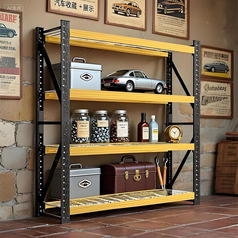 Multipurpose Metal Storage Shelves - 78.8" H x 59.1" W x 23.7" D, Black Industrial/Home Shelving Unit with Wire Mesh Shelves, Heavy Duty Organizer for Garage, Basement, Closet in Kuwait