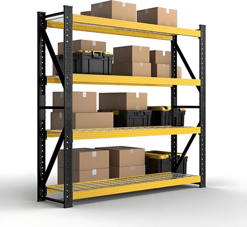 Multipurpose Metal Storage Shelves - 78.8" H x 59.1" W x 23.7" D, Black Industrial/Home Shelving Unit with Wire Mesh Shelves, Heavy Duty Organizer for Garage, Basement, Closet in Kuwait