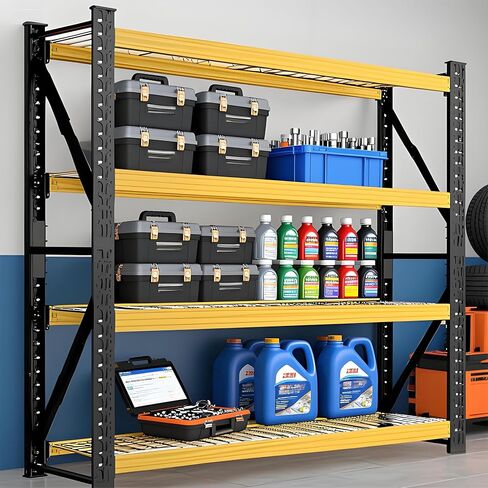 Multipurpose Metal Storage Shelves - 78.8" H x 59.1" W x 23.7" D, Black Industrial/Home Shelving Unit with Wire Mesh Shelves, Heavy Duty Organizer for Garage, Basement, Closet in Kuwait