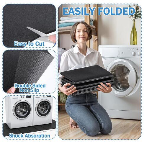 Washer Dryer Anti-Vibration Mat, 68x30'' Foldable Rubber Mat, Heavy Duty Shock Absorbing & Noise Reducing Pads, Non-Slip Waterproof Floor Protector for Washing Machine & Dryer, Vibration Control in Kuwait