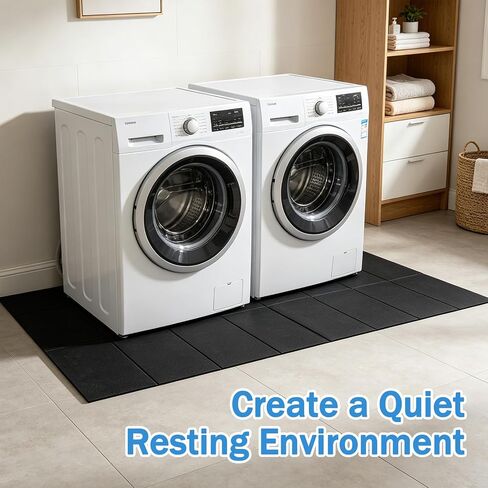 Washer Dryer Anti-Vibration Mat, 68x30'' Foldable Rubber Mat, Heavy Duty Shock Absorbing & Noise Reducing Pads, Non-Slip Waterproof Floor Protector for Washing Machine & Dryer, Vibration Control in Kuwait