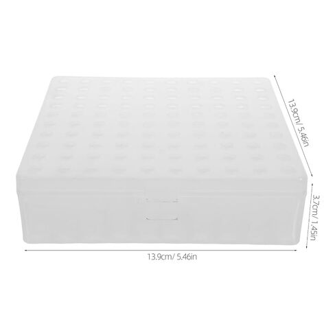 Kisangel Vented Plastic Vial Washing Box, 100 Grid Compartment Drip Dry Storage Case for 1.5ml/2mL Autosampler Glass Sample Vials Pretreatment 5.47x5.47x1.46in in Kuwait
