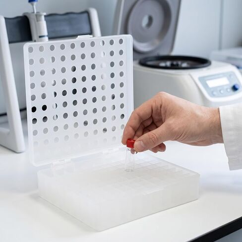 Zerodeko Chromatography Vial Storage Case, 100-Well Vented Sample Cleaning Tray for 1.5ml and 2ml Vials for Industrial Analytical Testing Workstation 5.47x5.47x1.46in in Kuwait