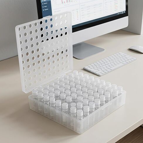 Zerodeko Chromatography Vial Storage Case, 100-Well Vented Sample Cleaning Tray for 1.5ml and 2ml Vials for Industrial Analytical Testing Workstation 5.47x5.47x1.46in in Kuwait