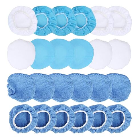 LiebeWH Polishing Bonnet Set, 24 Pack Microfiber Nonwoven Cotton Buffing Bonnet Set 6in 150mm for Waxing Polishing Cars Motorcycles Boats Ship with 3 Pad Types in Kuwait