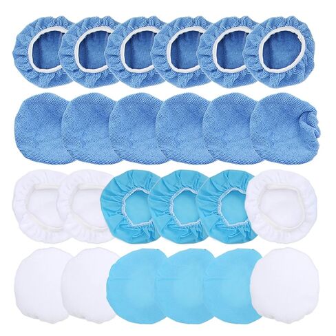 LiebeWH Polishing Bonnet Set, 24 Pack Microfiber Nonwoven Cotton Buffing Bonnet Set 6in 150mm for Waxing Polishing Cars Motorcycles Boats Ship with 3 Pad Types in Kuwait