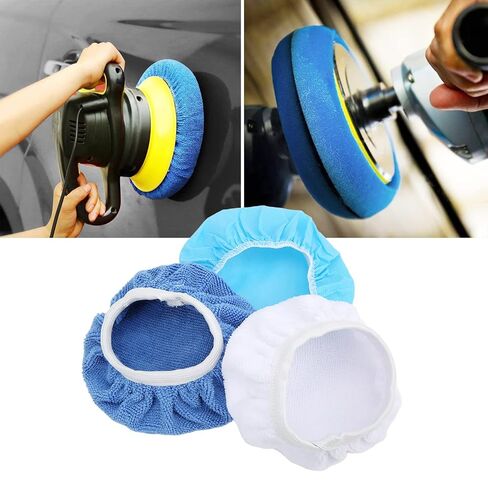 LiebeWH Polishing Bonnet Set, 24 Pack Microfiber Nonwoven Cotton Buffing Bonnet Set 6in 150mm for Waxing Polishing Cars Motorcycles Boats Ship with 3 Pad Types in Kuwait