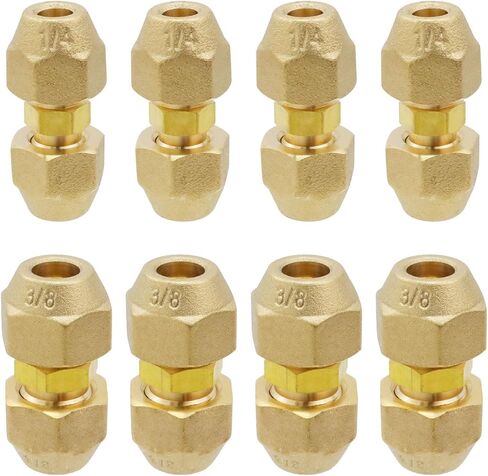 T Tulead Copper Pipe Extension Joint Connectors Air Conditioning Pipe Coupling Adapters with Flare Nuts 8PCS for Tube Diameter 1/4", 3/8" in Kuwait