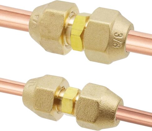 T Tulead Copper Pipe Extension Joint Connectors Air Conditioning Pipe Coupling Adapters with Flare Nuts 8PCS for Tube Diameter 1/4", 3/8" in Kuwait