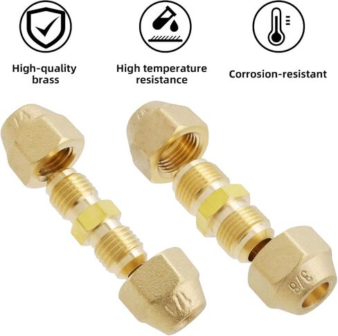 T Tulead Copper Pipe Extension Joint Connectors Air Conditioning Pipe Coupling Adapters with Flare Nuts 8PCS for Tube Diameter 1/4", 3/8" in Kuwait