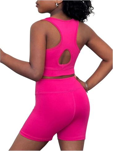WDIRARA Girl's 2 Piece Workout Sets Sports Tank Top Biker Shorts Set Athletic Outfits in Kuwait