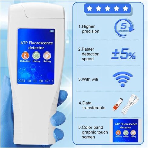 Portable ATP Fluorescence Tester, Rechargeable Handheld Fluorescent Microbial Surface Cleanliness Tester Food Hygiene Monitor in Kuwait