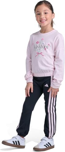 adidas Kids Long Sleeve Tee and Cuff Puff Pant Set (Toddler/Little Kid) in Kuwait