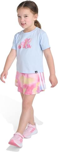 مجموعة تيشيرت Ss Aop Flounce Skort من أديداس للفتيات in Kuwait