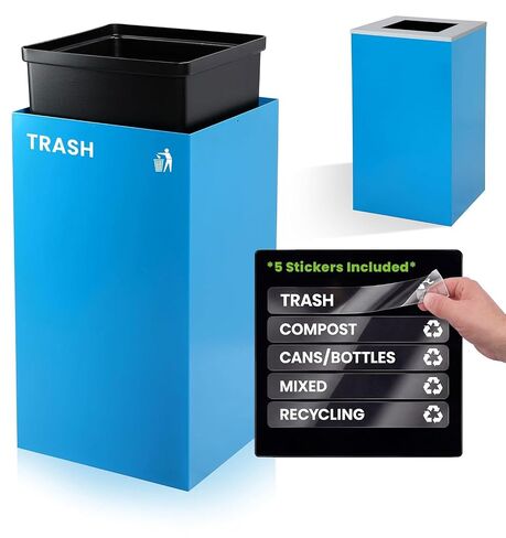 Alpine Industries Square Lid 29 Gallon Sturdy Steel Cube Recycling Container, Square Opening - 3 Color Cans Available Sold Separately (Lid Square Opening) in Saudi Arabia