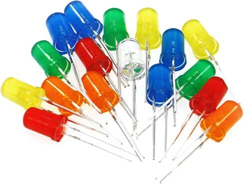 LED ضوء الثنائيات 200 قطعة 5 مللي متر عدسة ليد ثنائية ضوء مستدير مشرق أبيض أصفر أحمر أخضر أزرق تشكيلة متنوعة عدة لتقوم بها بنفسك صندوق in Kuwait