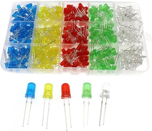LED ضوء الثنائيات 500 قطعة طقم صمام ثنائي مضيء أحمر أصفر أزرق أخضر أبيض 5 مللي متر صمام ثنائي مضيء مجموعة متنوعة 100 قطعة/لون LED in Kuwait