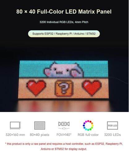 TUOPUONE RGB Full-Color LED Matrix Panel, 4mm Pitch, 80×40 Pixels, Adjustable Brightness in Kuwait