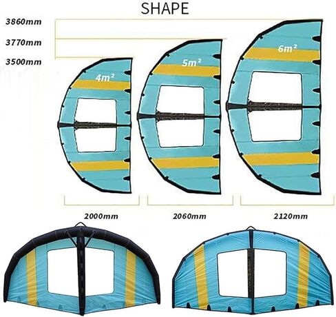 لوح Wingfoil قابل للنفخ مع نافذة للمراقبة - مجموعة كاملة من أجنحة الرياح المحمولة باليد والقوارب المائية، مستقرة وخفيفة الوزن لركوب الأمواج الشراعية والإبحار وركوب الأمواج بالجناح 6 متر مكعب in Kuwait