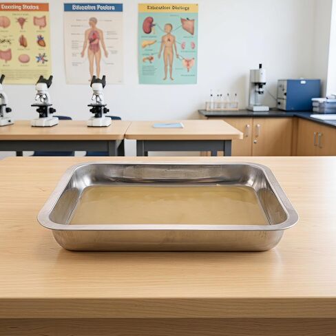 OUNONA Stainless Steel Laboratory Dissecting Pan: 12.2x8.3x1.6 Wax-Lined Biology Dissection Tray for Junior Senior Science Lab Teaching Supplies Instrument in Kuwait