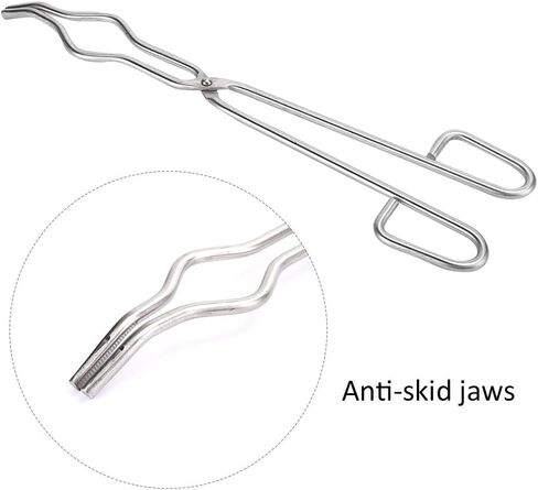Jeanoko Stainless Steel Crucible Tongs Heavy Duty Professional Beaker Holding Clamp for Laboratory Supplies 15.7" AntiSkid Jaws for Scientists in Kuwait