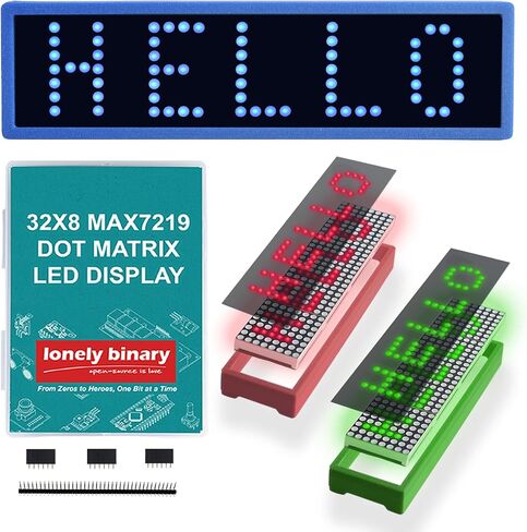 Lonely Binary 3-Pack 32x8 LED Matrix MAX7219 3-Color لـ Arduino ESP32 | وحدات حمراء وخضراء وزرقاء + حافظات مطبوعة ثلاثية الأبعاد؛ 256 مصباح LED لكل منها، SPI 5-pin، قابلة للتتالي؛ سطوع 16 مستوى؛ بيكو، STM32 in Kuwait