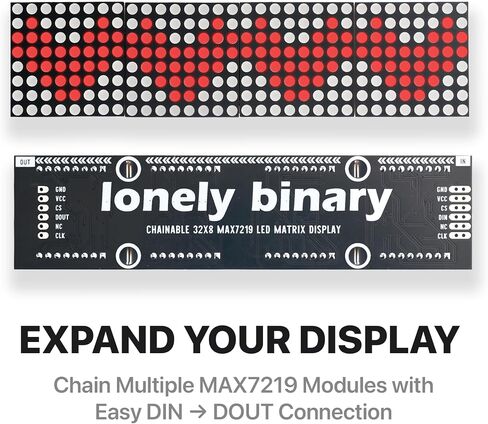 Lonely Binary 3-Pack 32x8 LED Matrix MAX7219 3-Color لـ Arduino ESP32 | وحدات حمراء وخضراء وزرقاء + حافظات مطبوعة ثلاثية الأبعاد؛ 256 مصباح LED لكل منها، SPI 5-pin، قابلة للتتالي؛ سطوع 16 مستوى؛ بيكو، STM32 in Kuwait