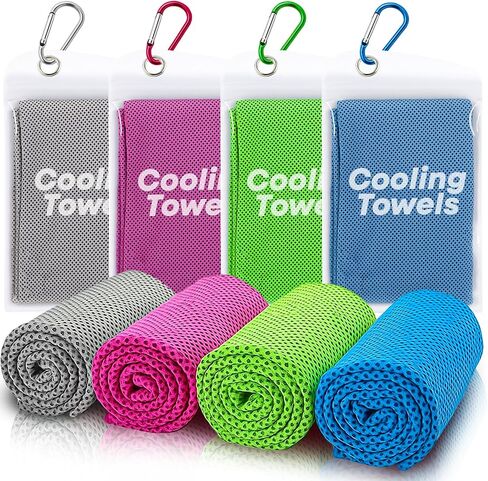 4 Pack Cooling Towels (40"x 12"), Soft Breathable Gym Towels, Outdoors Ice Towel for Neck and Face, Camp Essentials Microfiber Sweat Towels for Gym, Run, Yoga, Workout, Travel, Climb in Kuwait
