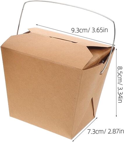 50pcs Small Kraft Paper Chinese Takeout Boxes with Metal Wire Handle 16oz Food Containers for Cold and Hot Food Packaging for Weddings and Restaurant Takeout in Kuwait