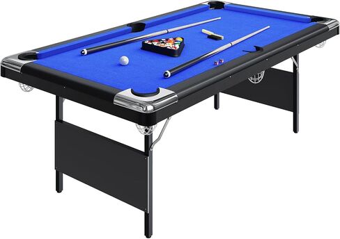 Garvee 6-7 Billiards Table, Adults Folding Billiards Tables, Portable Pool Table, Pool Tables Set for Family Game Room, Adult Rrec Room, Basements, Man Cave or Garage, Green in Kuwait