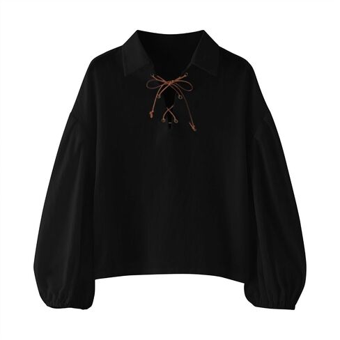 Medieval Boys Shirt Renaissance Kids Lace-Up Pirate Long Sleeve Tops Soft Breathable Summer Colonial Costume Top in Kuwait