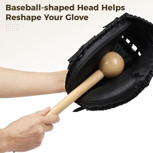 Wooden Baseball Glove Mallet, Softball Glove Mallet, One Piece Glove Mallet for Baseball and Softball Glove Shaping, Solid Construction for Breaking in Gloves in Kuwait