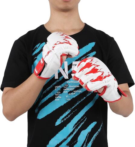 MMA Fingerless Gloves, PU Leather Punching Bag Gloves Black Bottom Orange Claw - Durable and Wear -, Full Wrist Support, Training and Competition Use in Kuwait